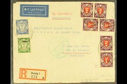 1934 ZEPPELIN COVER TO BRAZIL 1934 (7 Dec) Registered Commercial Air Cover To Brazil Bearing 1924-38 75pf X8 (Michel 201 - Sonstige & Ohne Zuordnung