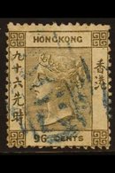 1862-63 96c Brownish Grey, SG 7, Used With Blue Cancel, Tiny Thin Spot, Fresh Colour, Cat £450. For More Images, Please  - Otros & Sin Clasificación