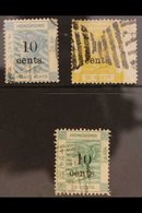 1880 10c On 12, 10c On 16c & 10c On 24c, SG 25/7, 10c On 16c With Closed Tear, Otherwise Good To Fine Used (3 Stamps). F - Andere & Zonder Classificatie
