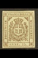 MODENA 1859 15c Brown Provisional Govt, Sass 13, Fine Mint Part Og With Light Corner Crease. Scarce Stamp. Cat €3750 (£2 - Ohne Zuordnung