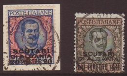 SCUTARI 1909-11 20pi On 5 L. And 40pi On 10 L. Sass 7/8, Fine Cds Used, The 20pi On Original Piece. (2) For More Images, - Otros & Sin Clasificación