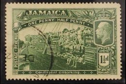 1919-21 IMPORTANT NEW DISCOVERY. 1919-21 1½d Green "Contingent Embarking" Wmk Mult Crown CA With REVERSED "C" IN "CA" WA - Giamaica (...-1961)