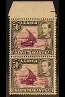 1938 (perf 13 X 11.75) 50c Purple And Black (SG 144), Upper Marginal Vertical Pair, The Lower Stamp With Rope Not Joined - Vide