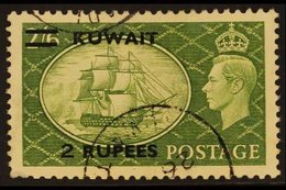 1950 2r On 2s 6d Yellow Green, Variety "Type III" Surcharge, SG 90c, Very Fine Used. For More Images, Please Visit Http: - Koeweit