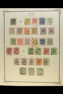 1884-1887 USED CROWNS COLLECTION Presented On A Printed Page. Includes 1884 Perf 12½ 5r, 20r, 25r, 40r, 100r & 300r Plus - Other & Unclassified