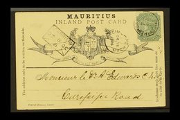 1906 (22 Oct) Formular Card With QV 2c Green Adhesive Tied By Curepipe Road Cds; Alongside "envelope" Carrier Cachet And - Maurice (...-1967)