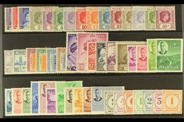 1937-54 COMPLETE KGVI "Basic" Collection On A Stock Card, SG 249/90 Plus 1933-54 Postage Dues Set, SG D1/7. Lovely (45+  - Mauritius (...-1967)