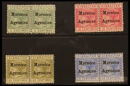 GIBRALTAR ISSUES OVERPRINTED 1899 Set To 25c (SG 9/12) In Never Hinged Mint Horizontal Pairs, The Left Stamp In Each Pai - Autres & Non Classés