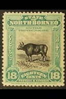 1909 18c Blue Green, Banteng, SG 175, Very Fine, Well Centered Mint. For More Images, Please Visit Http://www.sandafayre - North Borneo (...-1963)