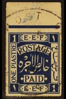 1918 1p Indigo, SG 1, Very Fine Marginal Used. For More Images, Please Visit Http://www.sandafayre.com/itemdetails.aspx? - Palestine