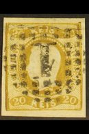 1866 20r Bistre, Imperf, Curved Label, SG 38, Very Fine Used. For More Images, Please Visit Http://www.sandafayre.com/it - Sonstige & Ohne Zuordnung