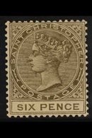 1882-90 6d Olive-brown, SG 19, Mint With Light Gum Toning.  For More Images, Please Visit Http://www.sandafayre.com/item - St.Christopher-Nevis & Anguilla (...-1980)