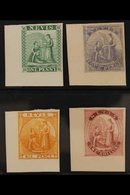 1862 Medical Spring Matching Imperf Lower Left Corner Plate Proofs, 1d In Green, 4d In Lilac, 6d Orange And 1s Lake, Ver - St.Cristopher-Nevis & Anguilla (...-1980)
