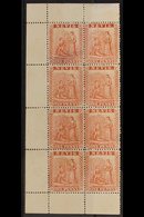 1871-78 1d Pale Rose-red, SG 15, Left Sheet Margin Block Of Eight, Unused Without Gum, Two With Thins. For More Images,  - St.Christopher, Nevis En Anguilla (...-1980)