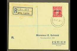 1932 6d Carmine, SG 119, Single Franking On Neat Printed, Registered Envelope To Switzerland, Tied By Apia 29.12.32 Post - Samoa (Staat)