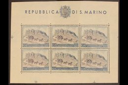 1949 75th Anniversary Of UPU 100L Complete Sheetlet Of Six, Sassone Foglietti 8, Never Hinged Mint. For More Images, Ple - Other & Unclassified