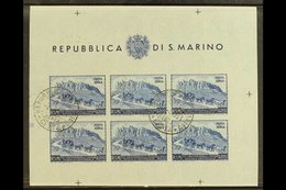 1951 200L Blue AIR UPU, Imperf Miniature Sheet, Sassone 11, Used, Small Imperfections. Cat €400 (£300) For More Images,  - Otros & Sin Clasificación