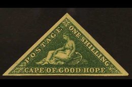 CAPE OF GOOD HOPE 1863-64 1s Deep Dark Green Perkins Bacon Triangular, SG 8b, Lightly Hinged Mint With Large Margins. Wo - Unclassified
