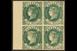 1862 2r Deep Green Imperf, SG 74b (Edifil 62) Mint BLOCK OF FOUR With Full Margins From The Left Side Of The Sheet. A Fa - Andere & Zonder Classificatie