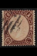1865 19c Rose & Brown Perf 14 (Michel 70, SG 89, Edifil 77), Used, Reperforated, Cat £2,750. For More Images, Please Vis - Andere & Zonder Classificatie