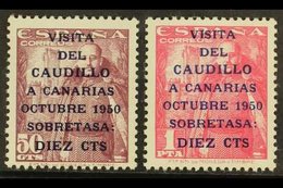 1951 Gen. Franco's Canary Is Visit Set, Both Stamps With The 14¾mm "CAUDILLO" Overprint Variety, Edifil 1088he/89he, Nev - Sonstige & Ohne Zuordnung