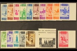 MOROCCO 1937 First Anniv. Of Civil War IMPERFORATE Set Complete Incl 20c Express Stamp, As SG 184/E200 (Edifil 169/185), - Sonstige & Ohne Zuordnung