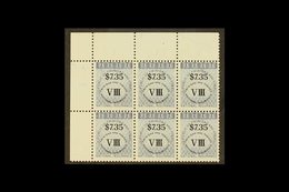 REVENUES NATIONAL INSURANCE 1990 $7.35 Dark Blue, Class VIII, Corner Marginal Block Of 6, Barefoot 14, Never Hinged Mint - Trindad & Tobago (...-1961)