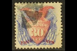 1869 30c Lake And Deep Ultramarine Pictorial, SG 123a, Scott 121, Superb With Part Segmented Cork Cancel, Buhler Guarant - Other & Unclassified