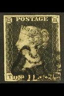 1840 1d Black 'TB' Plate 5, SG 2, Used With 4 Margins & Black MC Cancellation Which Leaves The Profile Clear. A Fresh An - Unclassified