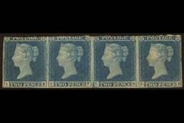 1841 2d Pale Blue Imperf. Plate 3 MINT STRIP OF FOUR 'LE - LH' With Full Margins To 3 Sides, Lightly Hinged With Some Di - Other & Unclassified