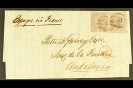 1860 SUNDAY POST. 1860 (22 Dec) Entire Letter Addressed To Spain, Bearing 1855-57 6d Lilac SG 68 (x2) Cancelled By "40"  - Autres & Non Classés