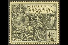 1929  £1 Black, "POSTAL UNION CONGRESS", SG 438, Fine Mint For More Images, Please Visit Http://www.sandafayre.com/itemd - Zonder Classificatie