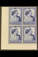 1948 £1 Royal Silver Wedding (SG 494) CORNER CYLINDER BLOCK OF FOUR Never Hinged Mint, One Tone Spot In Margin Otherwise - Unclassified