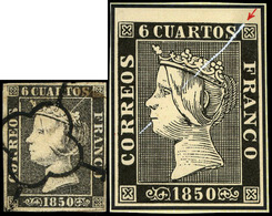 Ed. 0 1 - 6 Cuartos. Plancha I. Tipo 15. Variedad “rotura Cliché Diagonal”. Espectacular Y Rara Pieza - Used Stamps