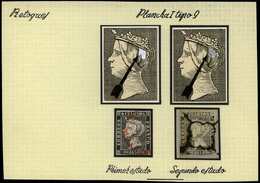 Ed. 0 1 - 6 Cuartos. Plancha I. Tipo 9. Conjunto De 2 Sellos Retoques En Plancha (en Moño De La Reina,…) - Used Stamps