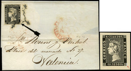 Ed. 1 - 6 Cuartos. Plancha I. Tipo 6. Carta Cda De Barcelona A Valencia. Sello Con Variedad “defecto Impresión…" - Used Stamps