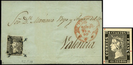 Ed. 1 - 6 Cuartos. Plancha I. Tipo 18. Carta Cda De Murcia A Valencia. Sello Con Variedad “doble Impresión…" - Gebraucht
