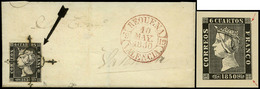 Ed. 1 - 6 Cuartos. Plancha I. Tipo 24. Carta Cda De Requena A Valencia. Sello Con Variedad “doble Impresión…" - Used Stamps