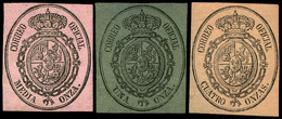 3 Valores 1855. Correo Oficial. Conjunto De 3 Valores En Colores Diferentes (1/2 Onza Sobre Rosa, 1 Onza Sobre Verde… - Used Stamps
