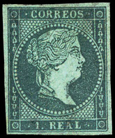 Ed.* 41 - 1 Real Azul. Filigrana Lazos. Ejemplar De Lujo Por Sus Amplios Márgenes Y Color Muy Fresco. - Used Stamps