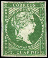 Ed. * 47b - 2 Cuartos Verde Oscuro. Precioso Ejemplar Por Sus Amplios Márgenes Y Color Muy Fresco. Cat. 875€ - Used Stamps