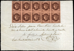 Ed. 58 (10) - 4 Cuartos. Documento De Canje Con 10 Ejemplares, Por Cambio Emisión Fechador 10/1/1864 - Gebraucht