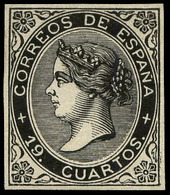 Galvez 426 - 19 Cuartos. Prueba De Punzón Con Márgenes Pequeños. 19 Cuartos Negro. Pieza De Gran Raeza - Used Stamps