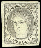 Ed. * 102 S/D - 1 Mils. S/Dentar. Color Negro. Marquillado Roig. Escasa Pieza - Used Stamps