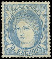 Ed. * 112 - 2 Esc. Azul. Muy Buen Ejemplar Por Centraje Y Color Intenso. Cert. SORO.Cat.2.060€ - Used Stamps