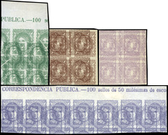 Año 1870 Conjunto Pruebas Impresión (maculaturas) + 36 Piezas, Muchos Bloques (120 Sellos Unitarios) - Used Stamps