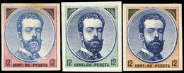 Galvez 702+705+709 - Proyecto Aceptado. Prueba De Punzón En 3 Colores. Precioso Y Muy Raro Conjunto - Used Stamps