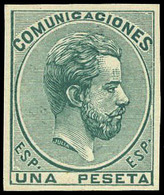 Galvez 761 - Proyecto Aceptado. Prueba Punzón Márgenes Pequeños. 1 Ptas. Verde. Preciosa - Used Stamps