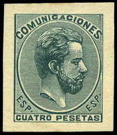 Galvez 762 - Proyecto Aceptado. Prueba Punzón Márgenes Pequeños. 4 Ptas. Verde. Preciosa - Used Stamps