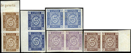 Año 1872 - Cifras. 5 Cts. Conjunto De 5 Parejas S/D. Ensayos Color. Precioso Y Escaso Conjunto - Gebruikt